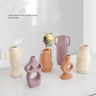 莫兰迪色系装 饰花瓶摆件家居创意造型陶瓷工艺品插花器皿艺术空间
