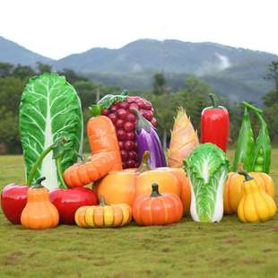 仿真水果蔬菜玻璃钢雕塑南瓜草莓西瓜大白菜户外大型果园农庄摆件