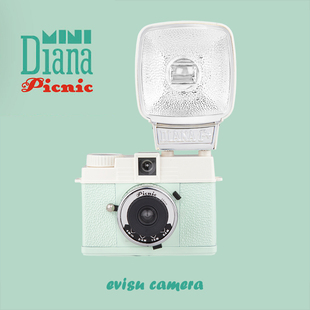 diana 福神楽x乐魔相机Lomo 包邮 mini picnic薄荷绿半格胶卷相机