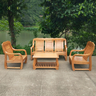 新中式 实木沙发经济型简约客厅会客室原木小户型档口商铺接待椅