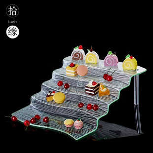 仿真玻璃四层五层亚克力甜品糕点寿司架自助餐点心小吃食物展示盘