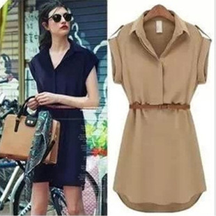 Summer 2017 Size Dress Plus Women Neck Short dress Solid