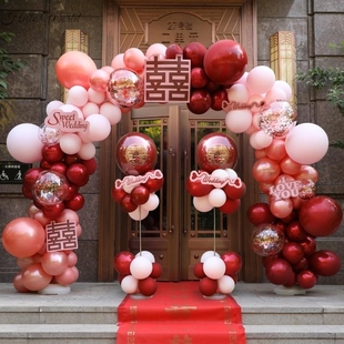 迎宾气球拱门开业场景创s意婚礼现场布置装 饰订婚背景墙回门宴生