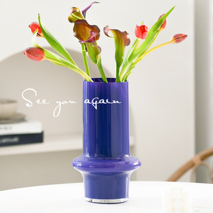 北欧ins风简约创意绿色玻璃花瓶插花鲜花客厅Q桌面居家高级感摆件