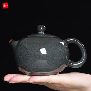 青瓷茶壶单壶陶瓷全手工泡茶壶哥窑铁胎西施壶单人茶具小套装 家用