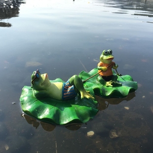 浮水青蛙摆件创意户外花园装 饰造景 饰园艺庭院假山喷泉鱼缸鱼池装