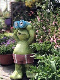 守望小卫士青蛙太阳能电子夜灯户外花园庭院落地装 饰品摆件杂货