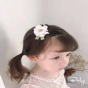 韩国进口婴童清新栀子花朵女宝宝边夹发饰明星婴童小发夹头饰头花