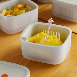 水果保鲜盒外出便携装 水果食品级水果盒带叉子携带沥水盒子便当盒
