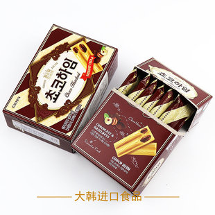 韩国进口零食品 克丽安巧克力榛子瓦威化饼干夹心蛋卷47g