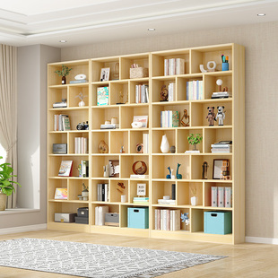 书架儿童书柜收纳置物架落地家用置物柜图书馆多层简易实木格子柜