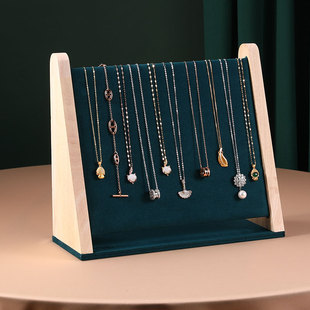 新款 珠宝展示道具首饰架 实木斜面项链展示架吊坠架饰品展示板立式