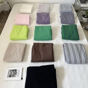 日式 北欧ins水洗棉床单新疆棉春夏床上用品斜纹1.8m被单纯色简约