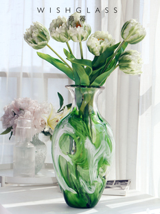 意器琉璃浮雕花瓶春之歌摆件创意装 饰客厅书房卧室摆设玄关样板间