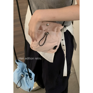 韩国小众帆布包包女式 2024新款 小方包百搭休闲斜挎包小包包 潮时尚
