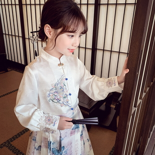 女童马面裙套装 女孩新中式 儿童国风立领上衣 明制汉服春装 2024新款