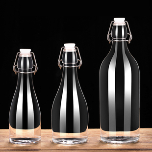 酒瓶空瓶玻璃专用一斤装 带盖透明葡萄红酒白酒瓶子高档家用泡酒瓶