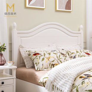 美式 床次卧床双人床主卧1.5床1.8 实木床现代简约白色灰色欧式
