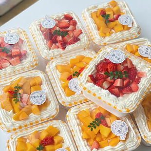 手绘蛋糕包装 盒提拉米苏马卡龙盒子蛋糕方形透明塑料烘焙西点盒子