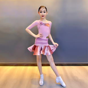 CONNY拉丁舞裙子女新款 舞蹈练功练习服仙气儿童表演演出中袖 套装