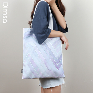 水墨抽象文艺小清新抽象纹理单肩帆布袋女学生韩版 包包 手提袋韩版