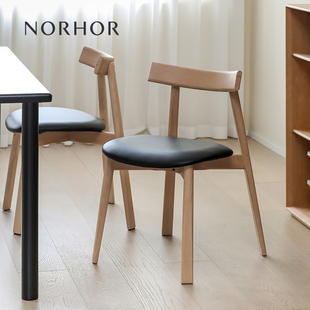 北欧表情NORHOR 日式 软包办公椅K 原木现代简约 N12实木餐椅