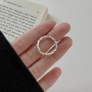 925纯银碎银子戒指女小众设计感食指戒指环转运珠弹力绳素圈戒子