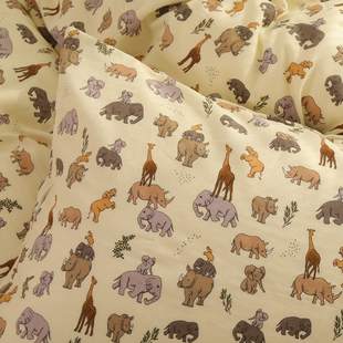 大象奇遇记双层纱儿童枕套一对装 家用枕头套全棉纯棉单个宝宝婴儿