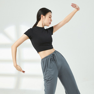 醉舞者新款 现代舞纯棉短袖 上衣女 成人瑜伽形体训练功服装 舞蹈修身