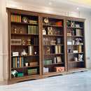 全实木书柜 简约欧式 书柜 橡木整墙书架组合原木落地书橱客厅美式