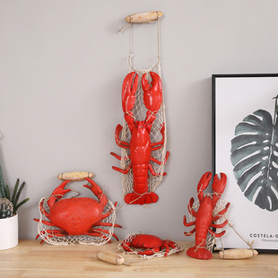 仿真小龙虾螃蟹挂件网红餐厅背景墙小挂饰海鲜店烧烤店墙面装 饰品