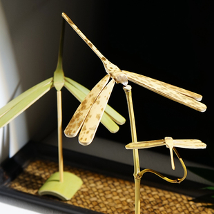 竹蜻蜓小摆件文艺中国风茶室禅意茶几桌面装 饰品湘妃竹创意礼物