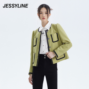jessyline女装 2折特卖款 杰茜莱时尚 秋季 军绿色小外套女 专柜新款