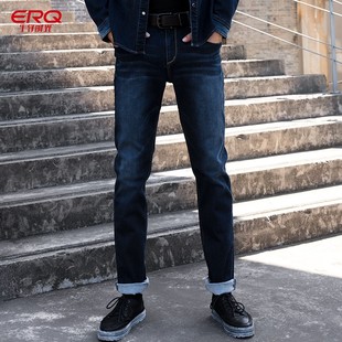 直筒牛仔裤 ERQ修身 男士 男高弹力韩版 潮复古 高端丹宁水洗直筒长裤