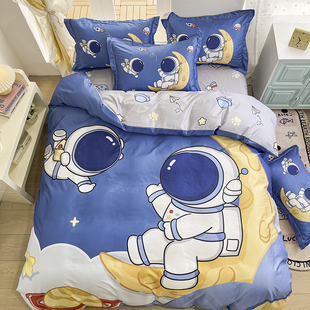宇航员新品 卡通可爱三四件套床单被套女孩儿童床上用品非纯棉全棉