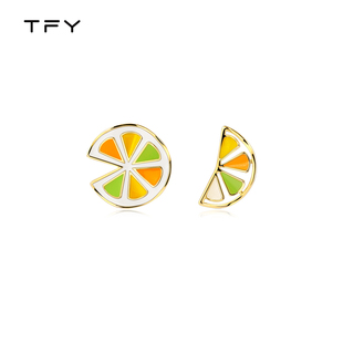 适合夏天 不对称柠檬耳钉女夏季 耳饰 款 清新水果耳环可爱甜美新款
