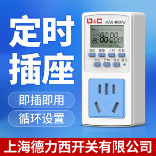 上海德力西定时器插座电瓶电动车循环充电自动断电源时间控制器