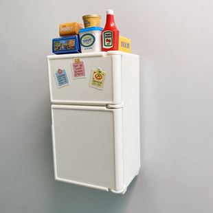 创意仿真可爱迷你白色冰箱个性 饰家居照片冰箱贴磁性磁贴 摆件装