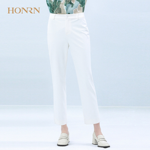 红人气质宽松白色裤 HONRN 女夏季 子薄款 显瘦九分直筒雪纺休闲裤