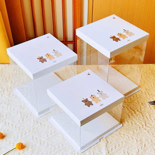 网红生日蛋糕盒4寸6寸8寸10寸加高包装 盒六寸 十寸甜品盒子 八寸