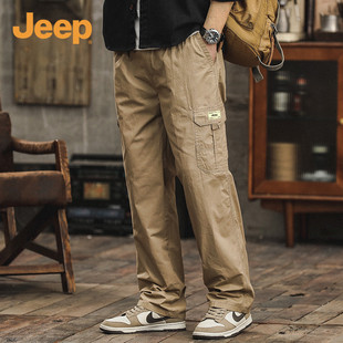 子男士 宽松直筒休闲长裤 Jeep吉普裤 春秋季 棉质工装 高密斜布料男裤