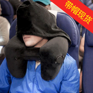 H型头枕颈枕航空u型枕充气枕头户外旅游飞机高铁脖枕午睡枕连帽