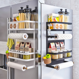 厨房冰箱置物架侧收纳架磁吸免打孔壁挂式 调料架子保鲜膜袋挂架
