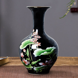 景德镇陶瓷器小花瓶插花干花现代中式 饰品酒柜摆件瓷瓶 客厅家居装