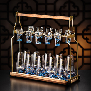 中式 家用水晶玻璃小一口杯酒盅轻奢分酒器酒具 高端蓝山白酒杯套装
