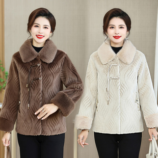 2023冬季 新款 一体毛领大衣 舒适中老年女士加厚貂绒外套时尚 妈妈装