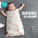 宝宝睡袋纯棉纱布无袖 背心新生儿童睡觉防踢被婴儿夏季 空调房 薄款