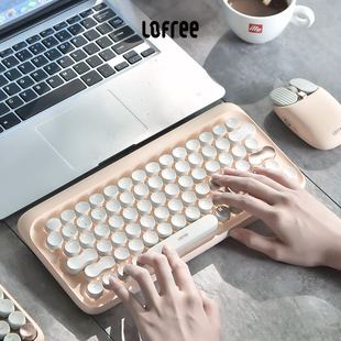 lofree洛斐奶茶机械键盘鼠标套装 圆点蓝牙青轴无线ipad平板计算器