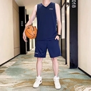 球衣篮球男夏季 冰丝无袖 班服速干 t恤球服跑步运动晨跑篮球服套装