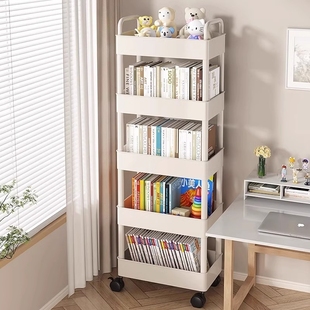 书架小推车置物架书柜落地可移动家用简易多层零食收纳架储物柜